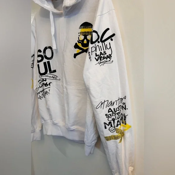 Soul White Graphic Hoodie for Men French Terry CottonSize M